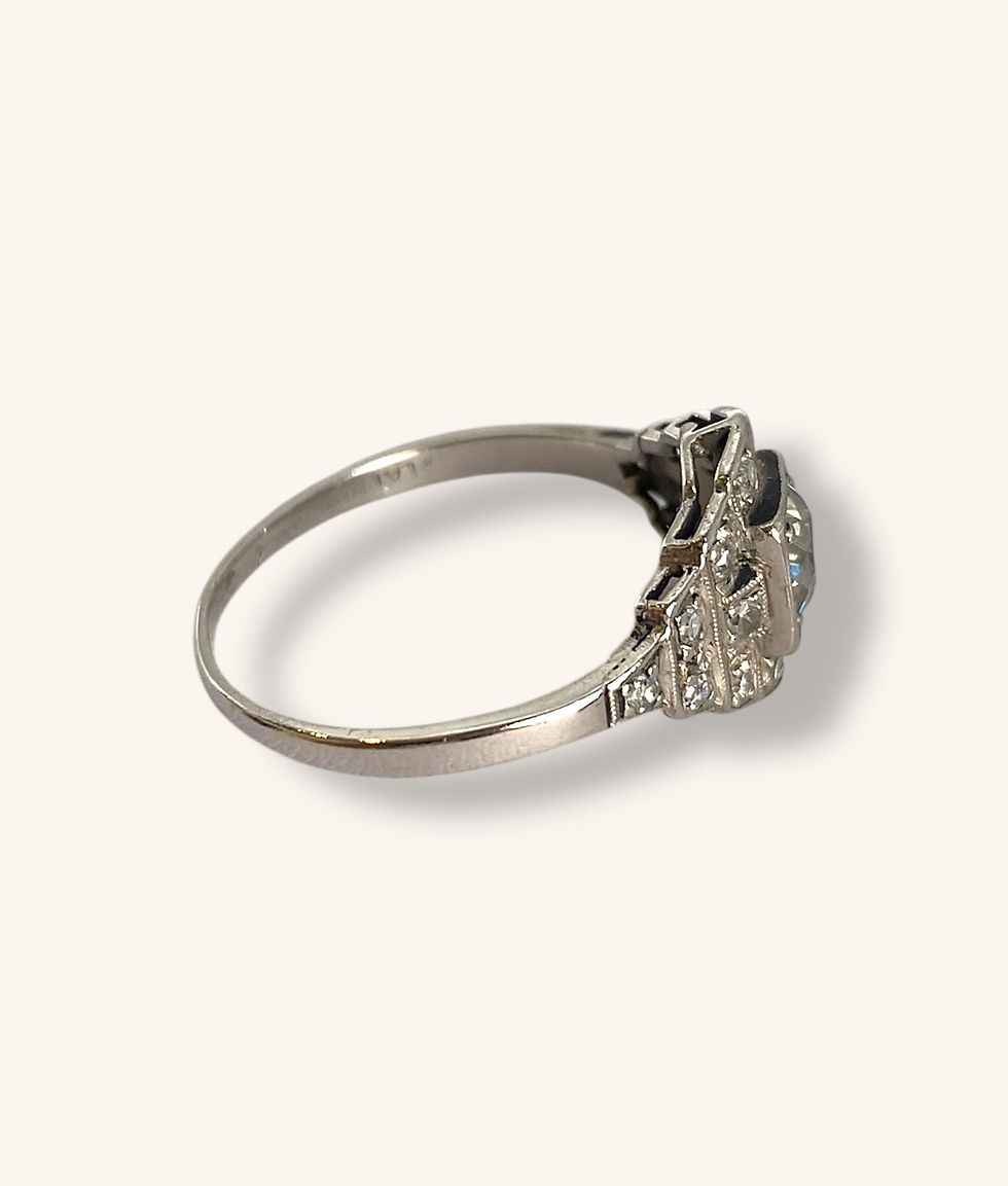 Thumbnail: VINTAGE ART DECO PLATINUM DIAMOND RING - SZ 6.75 - H