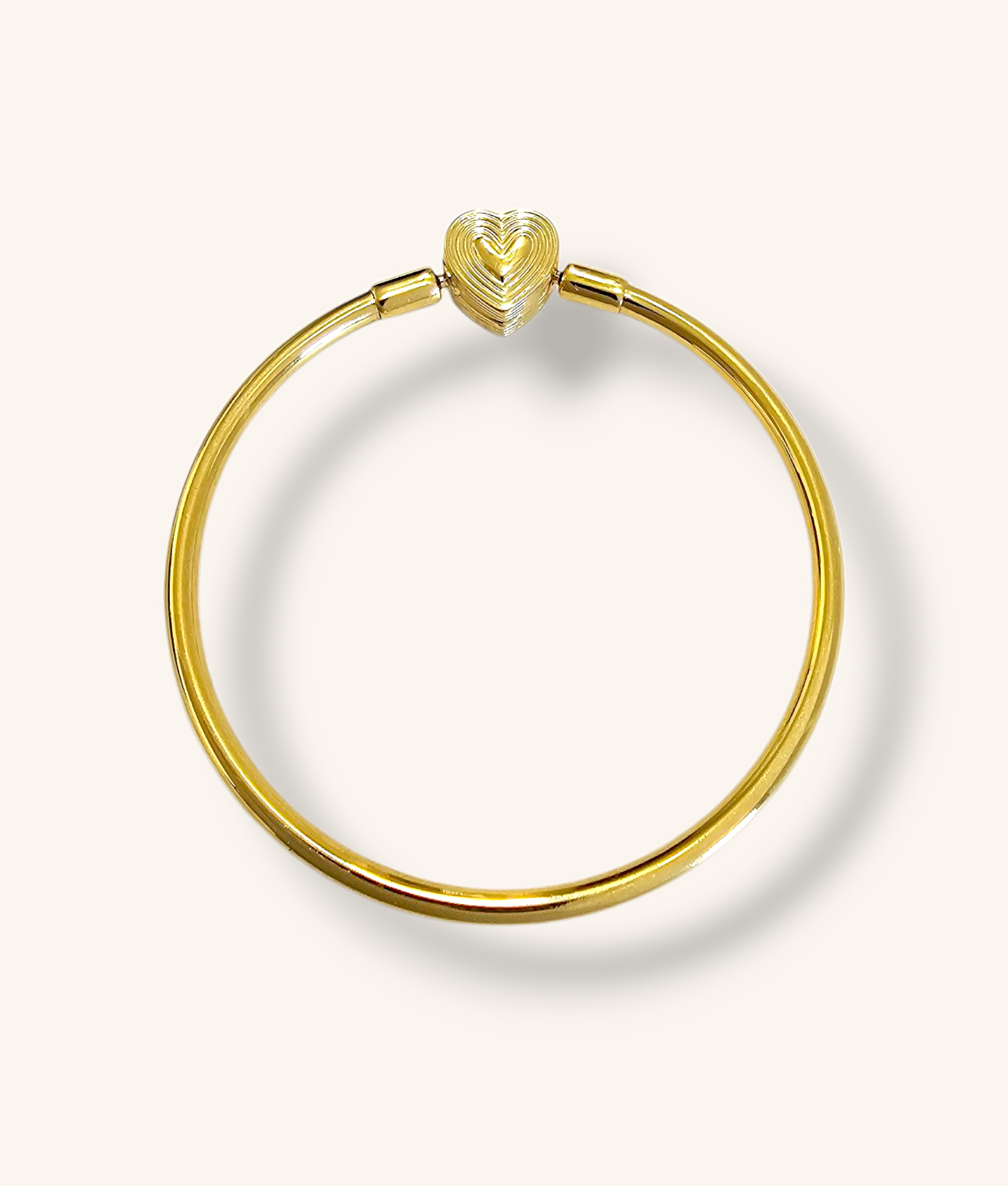 PANDORA GOLD PLATED BANGLE BRACELET RADIATING HEART CLASP - 00354J