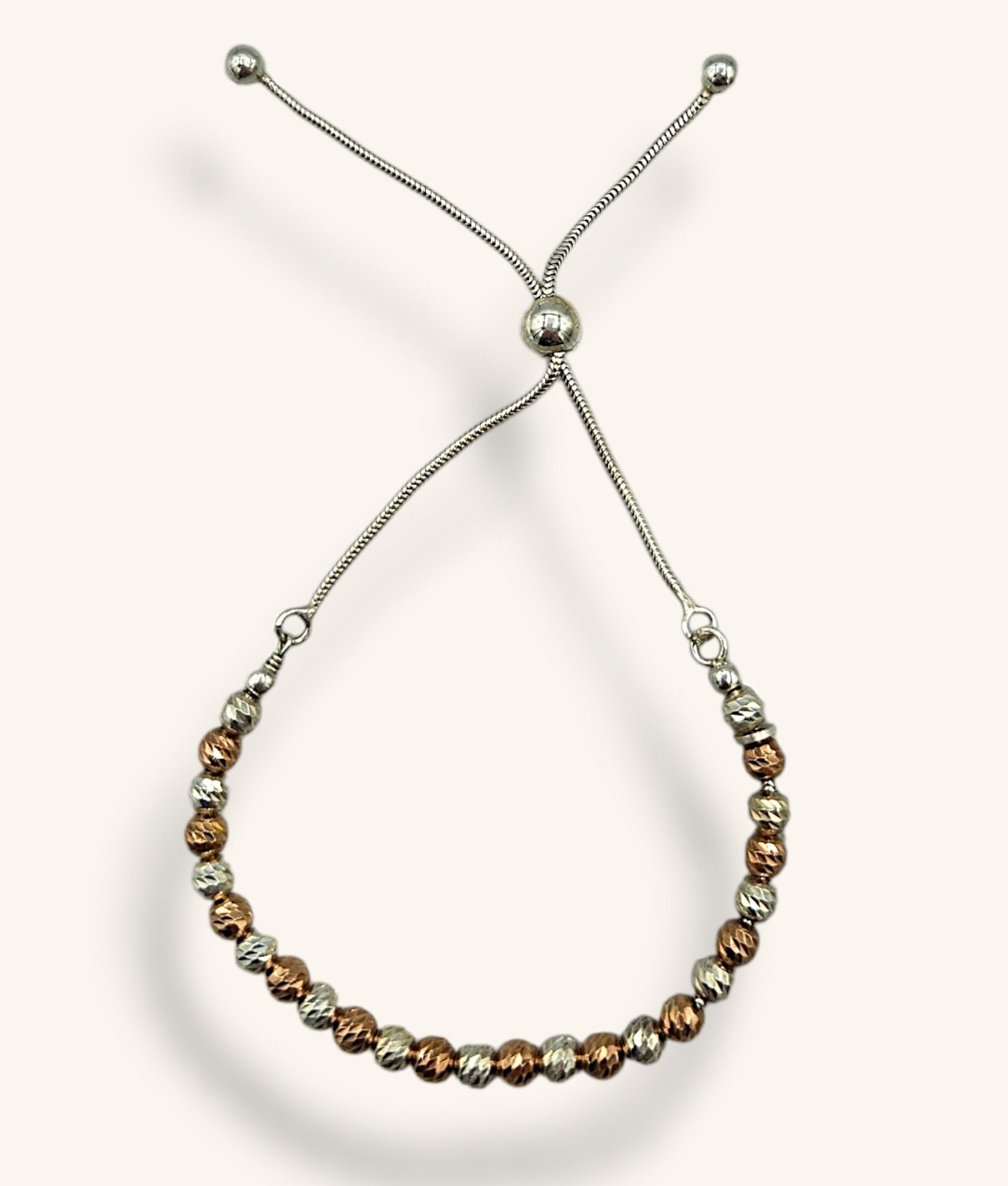 925 SILVER BEADED BOLO BRACELET - 01322J