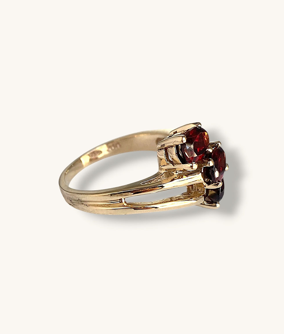 Thumbnail: 10K YELLOW GOLD TRILOGY BYPASS OVAL GARNET RING - RG012-H