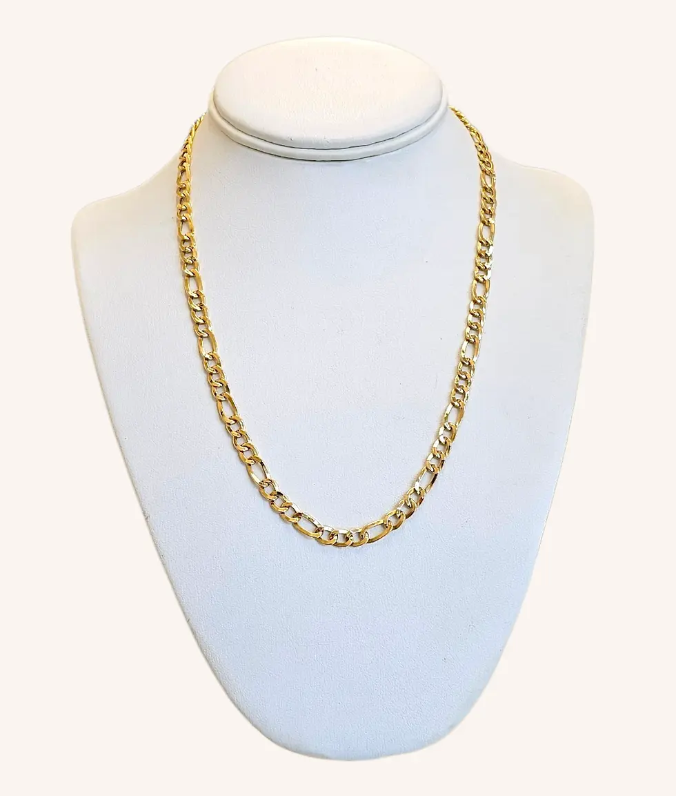Thumbnail: 18K YELLOW GOLD HOLLOW FIGARO NECKLACE - 01003J