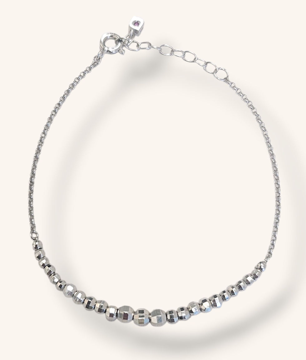 Thumbnail: ELLE 925 SILVER GRADUATED BEAD CHAIN BRACELET - 01317J