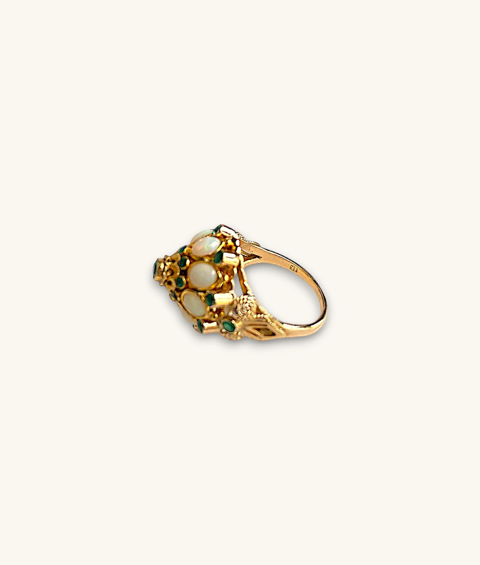 Thumbnail: 8K VINTAGE EMERALD/OPAL CLUSTER DOMED COCKTAIL RING SZ 6.5 -  RG8K040-HI