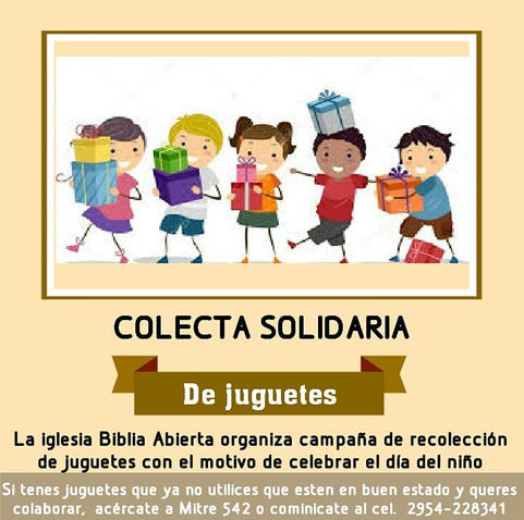 Colecta solidaria de juguetes para celebrar el día del niño en Winifreda