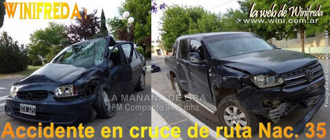 Choque en el cruce de las ruta nacional 35 y acceso a Winifreda