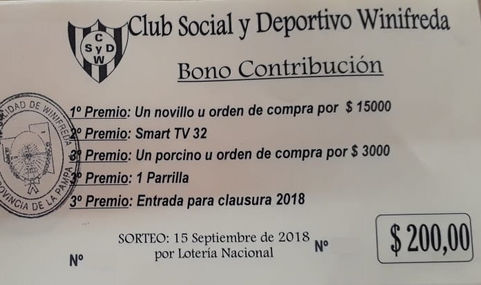 Bono Contribución del Club Social y Deportivo Winifreda