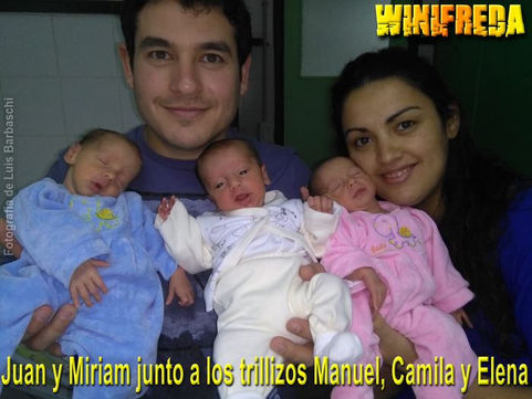 Pareja de winifredenses empieza nueva vida familiar con trillizos