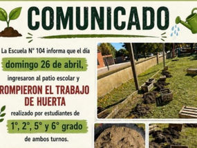 Indignación en Winifreda: vandalizaron la huerta escolar de la Escuela N° 104 y buscan esclarecer lo ocurrido