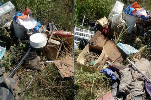 Arrojan basura en camino vecinal de Winifreda