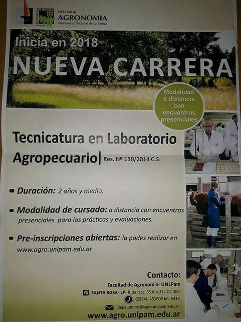 Nueva carrera universitaria: 'Tecnicatura en Laboratorio Agropecuario'