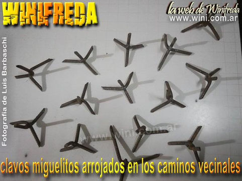 Denuncian que arrojan miguelitos en Winifreda