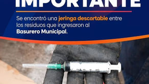 La Municipalidad de Winifreda insiste en el correcto descarte de jeringas para proteger a los trabajadores