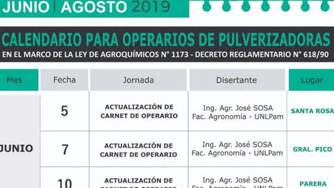 Agricultura: Cursos para operarios de pulverizadores
