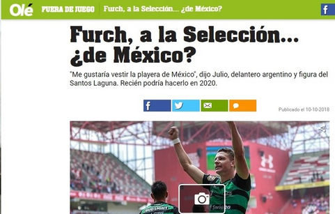 Según OLE, Julio Furch podría jugar para la Selección de Fútbol de México