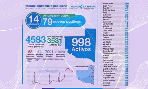 COVID-19 en La Pampa: 281 muestras, 79 positivos