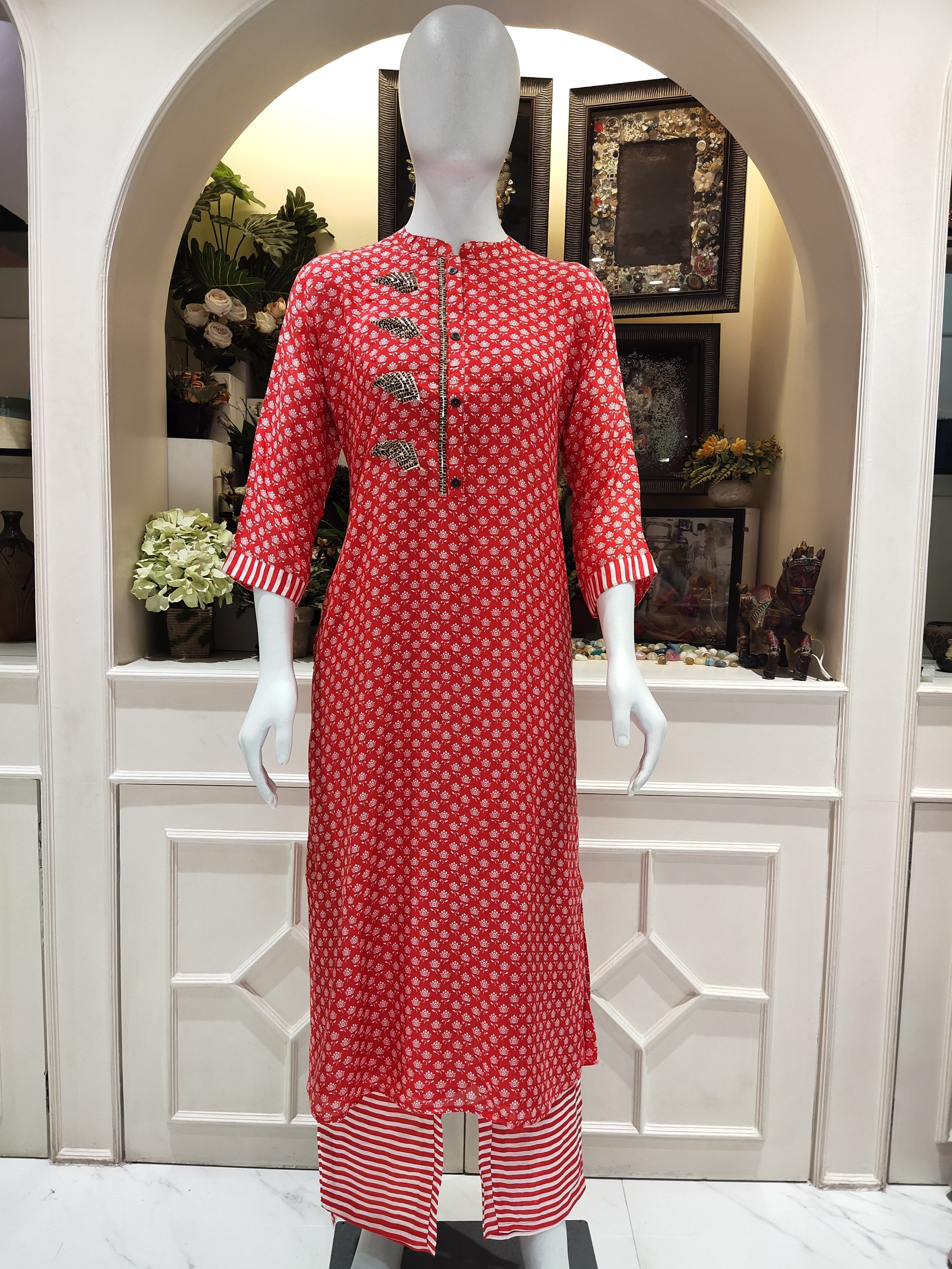 Valerie Women's Maslin Red Kurti