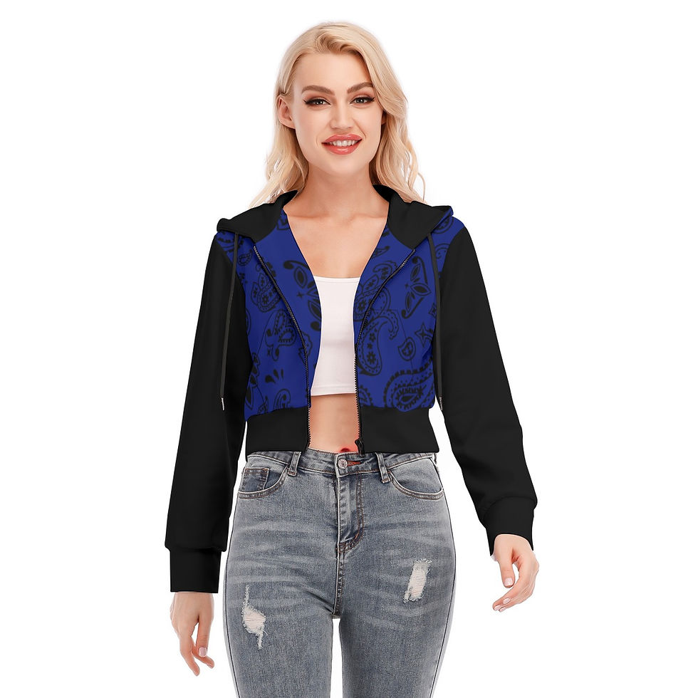 Thumbnail: All-Over Print Women's Crop Top Hoodie With Zipper Closure