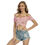 Thumbnail: All-Over Print Women's One-shoulder Off-the-navel Short Sleeve T-shirt