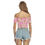 Thumbnail: All-Over Print Women's One-shoulder Off-the-navel Short Sleeve T-shirt