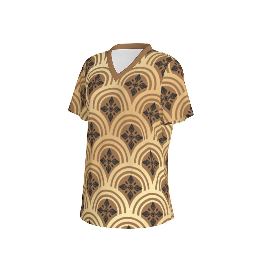Thumbnail: All-Over Print Women's V-Neck Sports T-Shirt