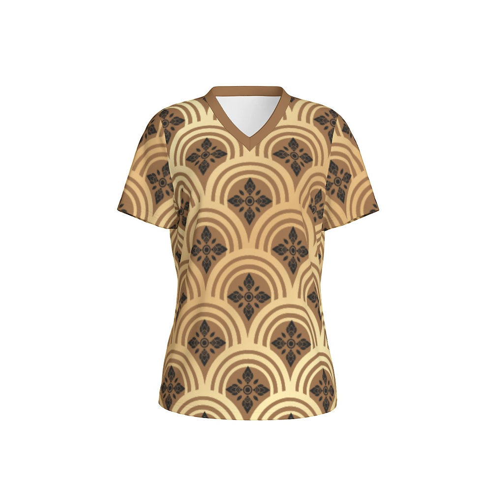 Thumbnail: All-Over Print Women's V-Neck Sports T-Shirt