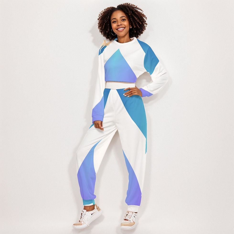 Thumbnail: All-Over Print Women's Crop Sweatshirt Suit
