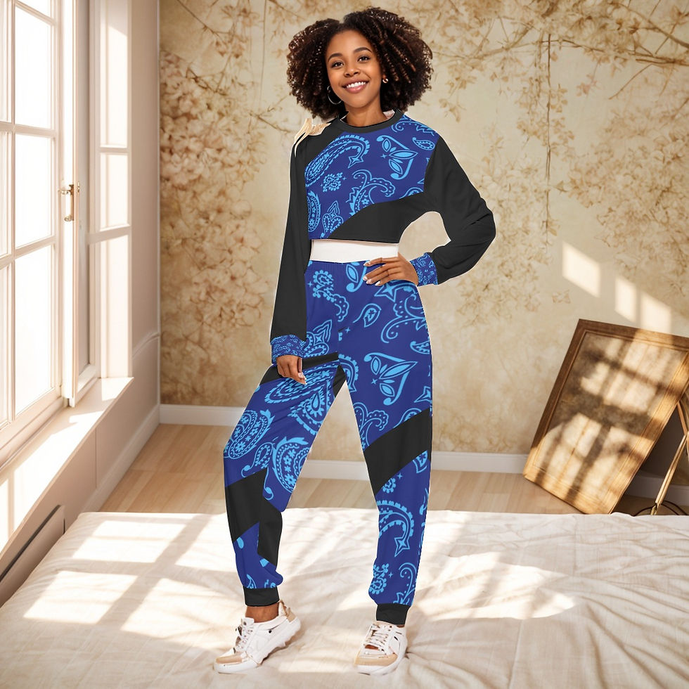 Thumbnail: All-Over Print Women's Crop Sweatshirt Suit