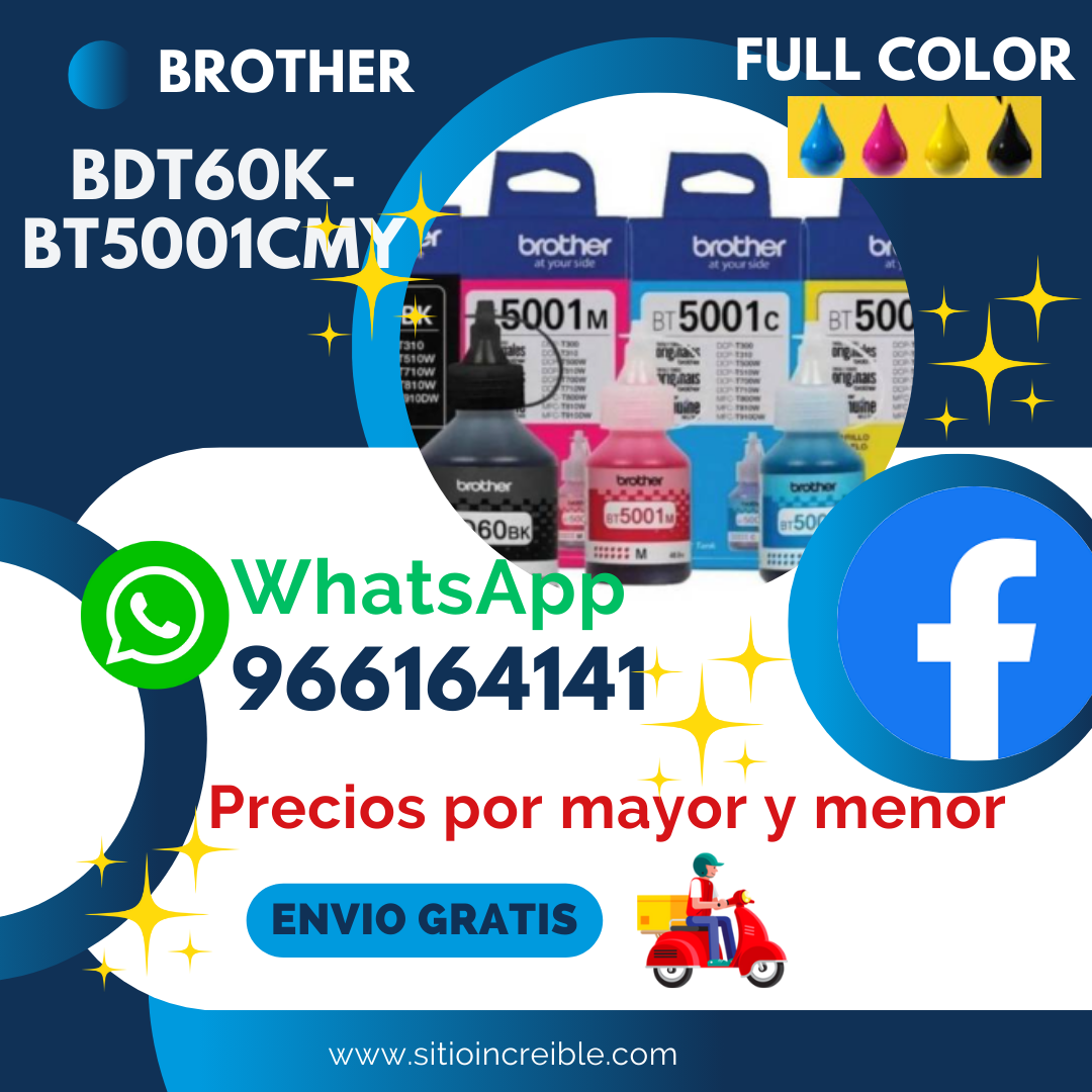 Kit Tintas Brother bt-5001 colores btd-60Bk negro Original