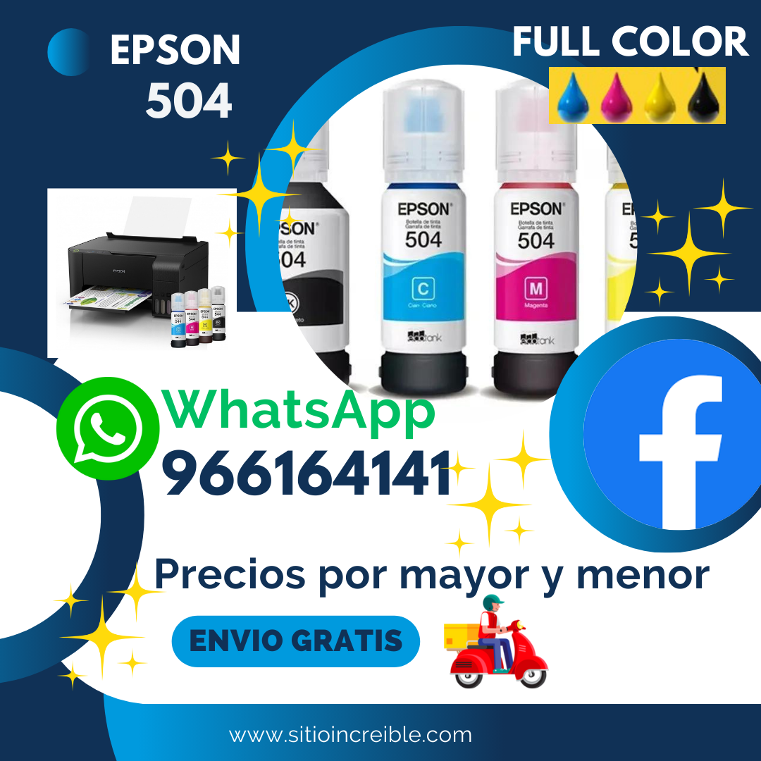 Kit 4 Tinta 504 Colores Epson T504 Cyan, Magenta, Yellow y Black