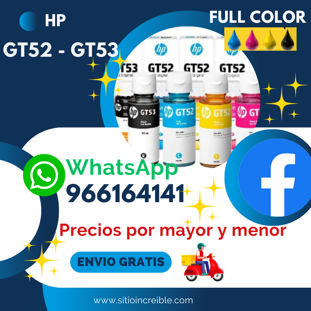 Botellas de tinta originales HP GT53 y HP GT52