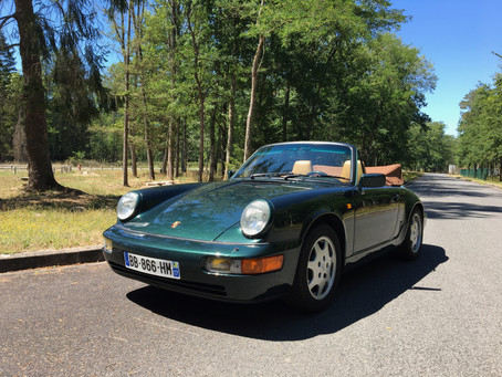VENDUE - Porsche 964 C2 Cab, rare config. couleur, française, matching, carnet, 96.000 kms!