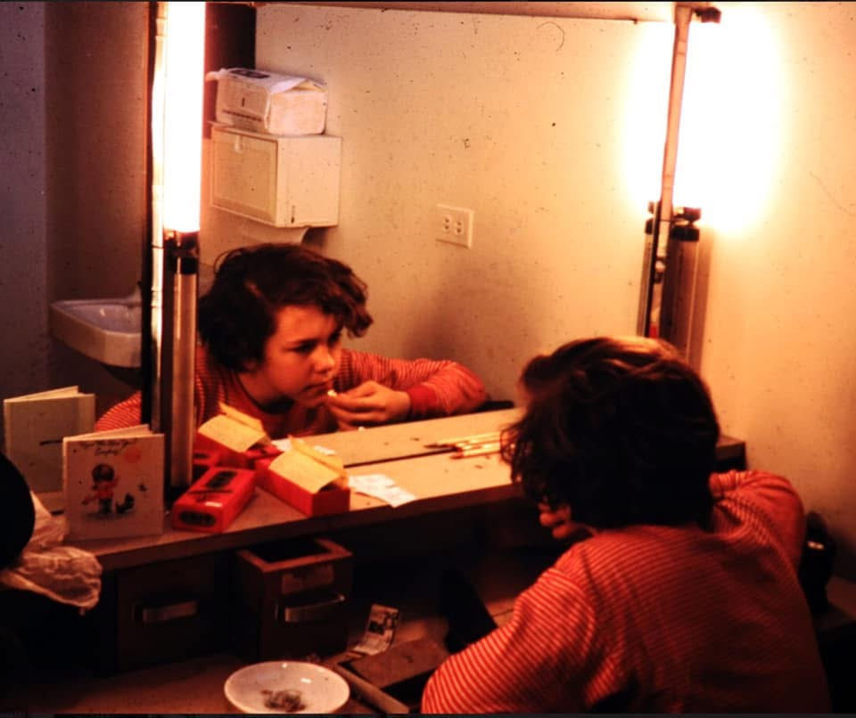 Sam in dressing room, Bonfils Theater 1971