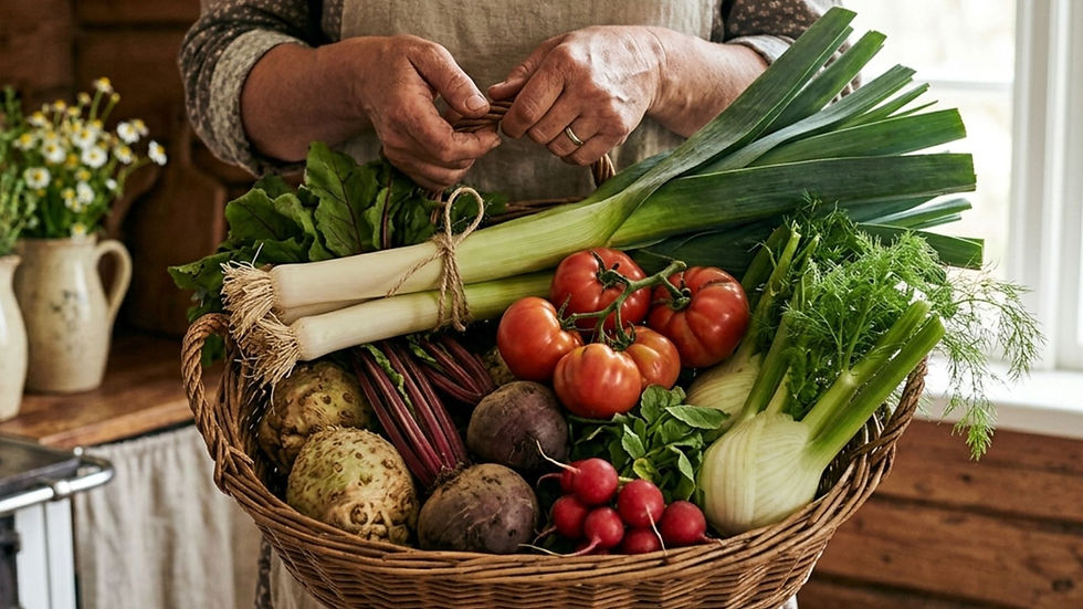 Košík plný čerstvej zeleniny, ako sú pór, paradajky a cvikla, jarné potraviny pre pečeň a žlčník