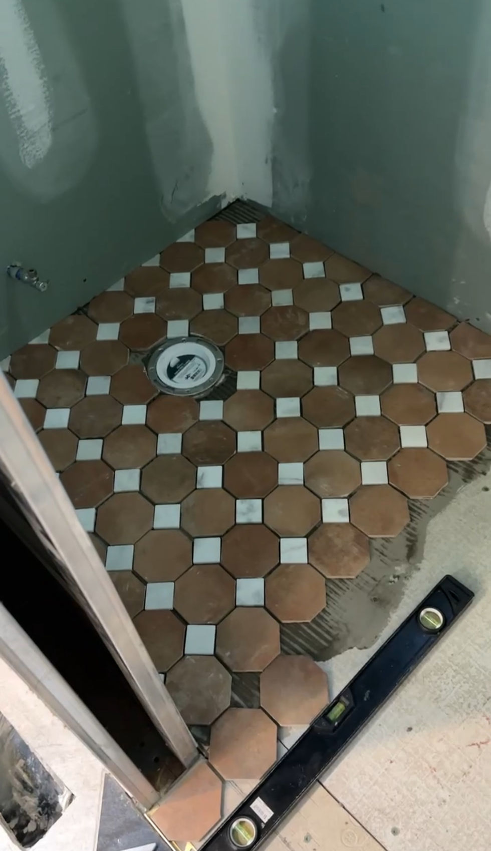 halfway! my first tiling project