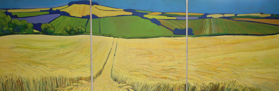 "Mappowder", from the Triptych series, — an original Dorset landscape painting in acrylic and Indian ink by Mark Harris of Simply Just Art