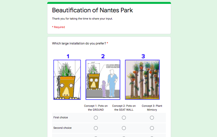Beautification of Nantes Park Survey