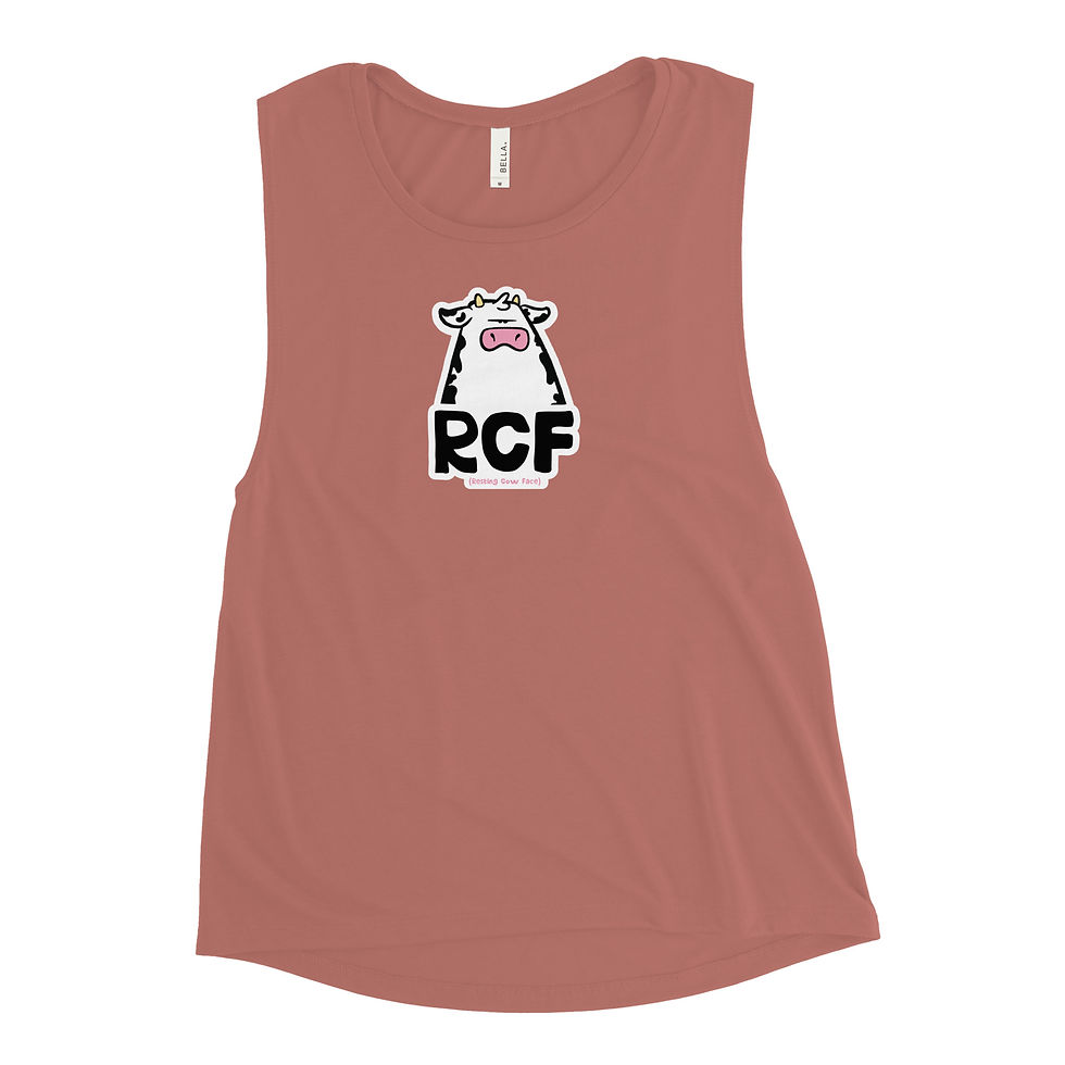 Thumbnail: Resting Cow Face - Ladies’ Muscle Tank copy