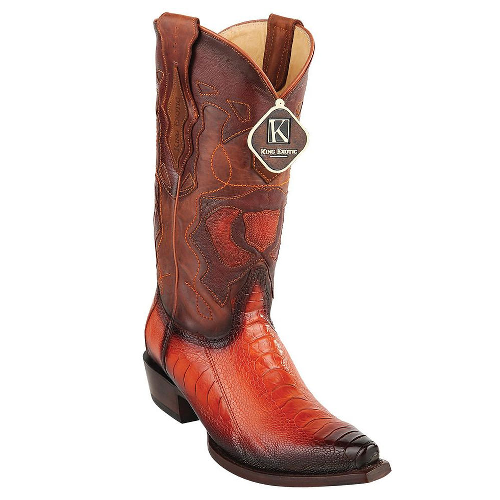 Thumbnail: King Exotic Men's Western Ostrich Leg Snip Toe Boots