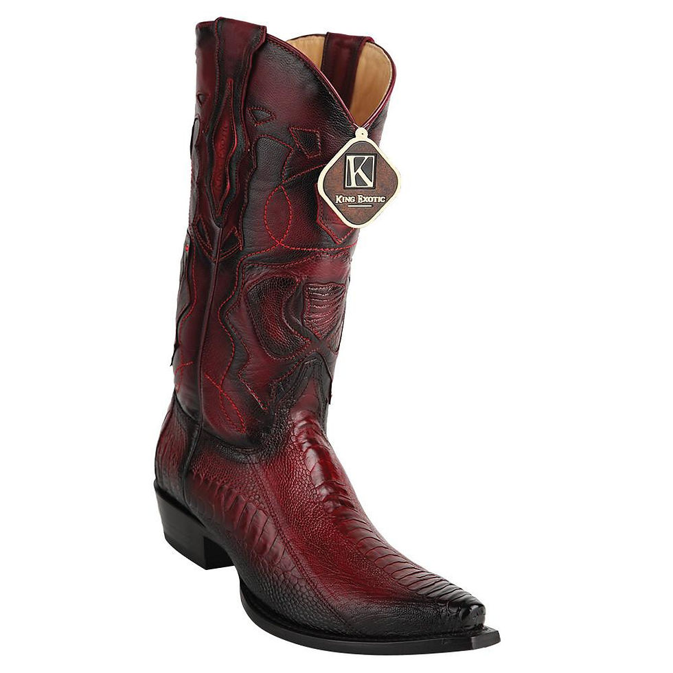 Thumbnail: King Exotic Men's Western Ostrich Leg Snip Toe Boots
