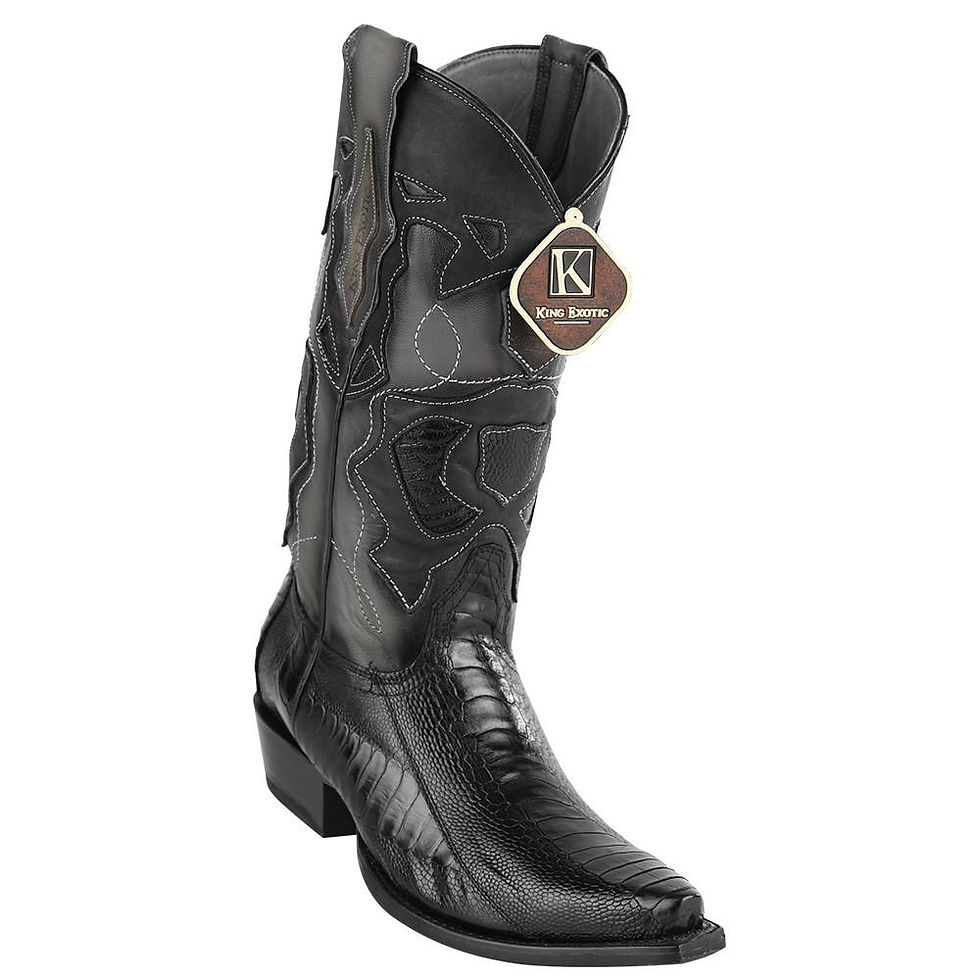 Thumbnail: King Exotic Men's Western Ostrich Leg Snip Toe Boots