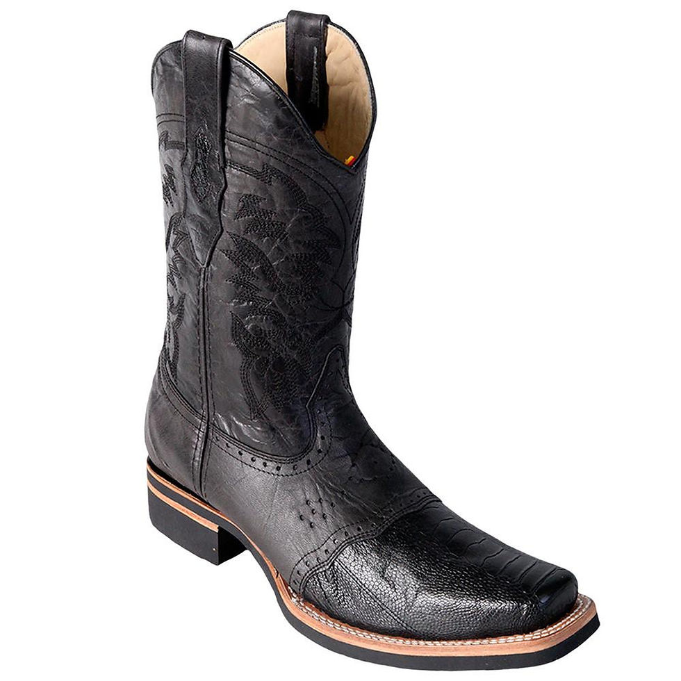 Thumbnail: Los Altos Men's Ostrich Leg Saddle Vamp Square Toe Boots