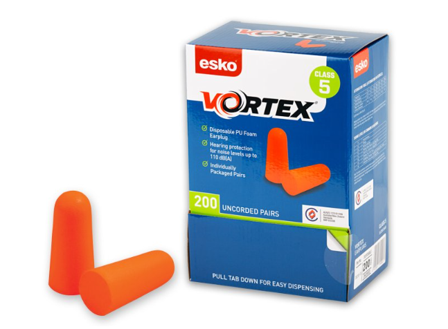 Esko Vortex Earplugs Orange Uncorded