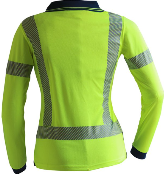 Thumbnail: D/N L/S Segmented Tape Microfibre Polo Women’s Yellow/Navy