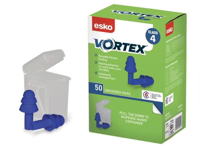 Esko Vortex Earplugs Blue Uncorded Reusable