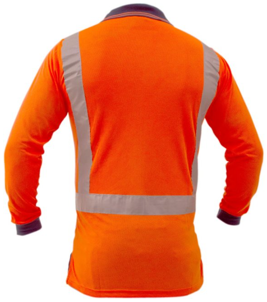 Thumbnail: D/N L/S Microfibre Polo Orange/Navy