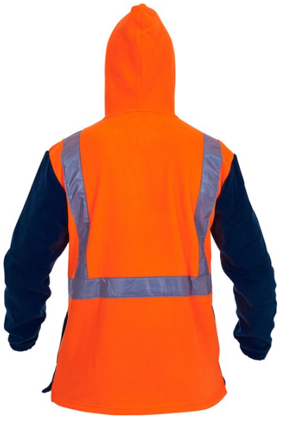 Thumbnail: Hi-Vis D/N Polar Fleece 1/2 Zip Hoodie Orange/Navy