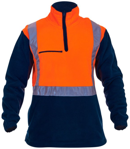 Thumbnail: Hi-Vis D/N Polar Fleece 1/2 Zip Tunic Orange/Navy