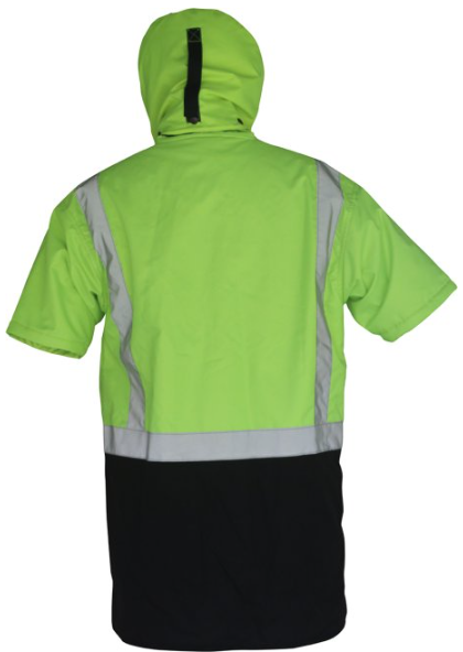 Thumbnail: Oilskin D/N Short Sleeve Vest with Hood Yellow/Brown