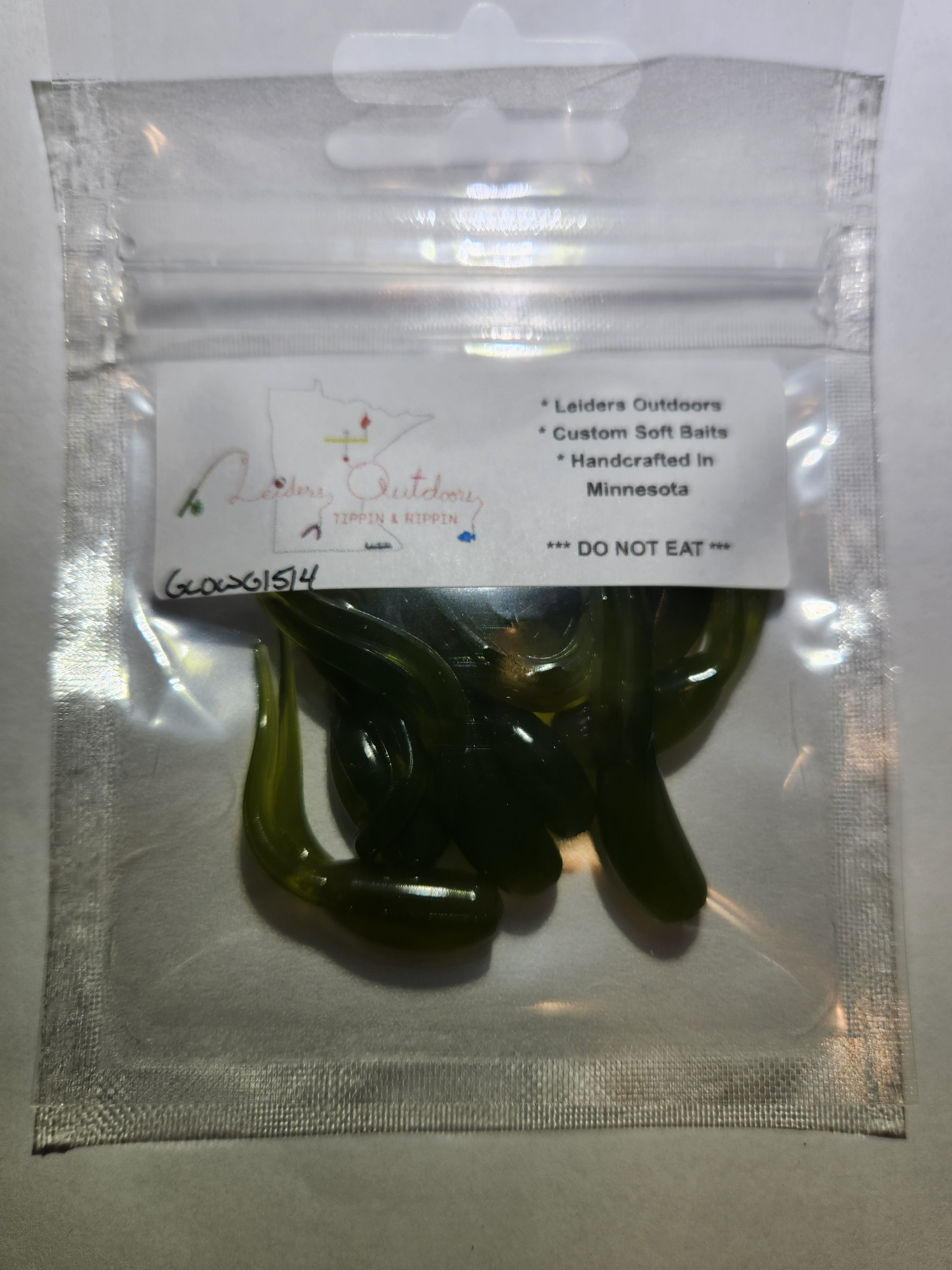 1.75" Watermelon Split Tail - Green Glow