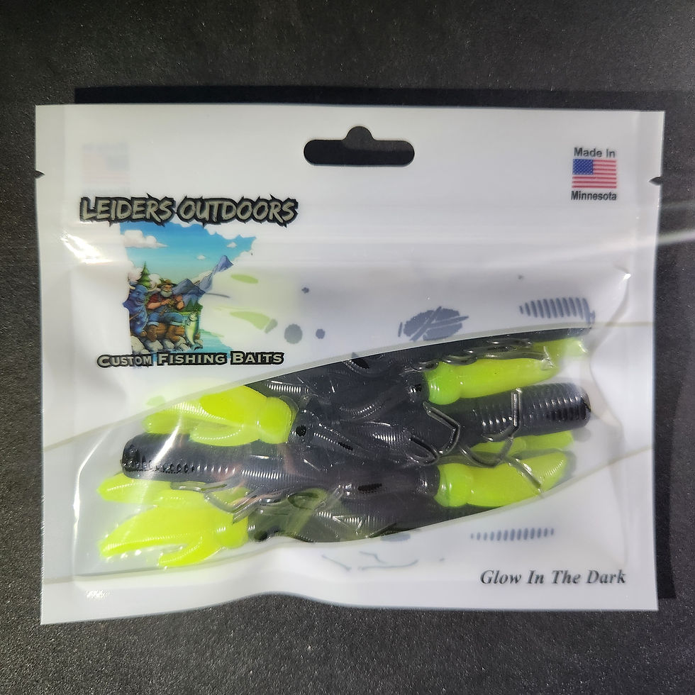 Thumbnail: 4" Dead Eye Craw - Black w/Chartreuse Claws
